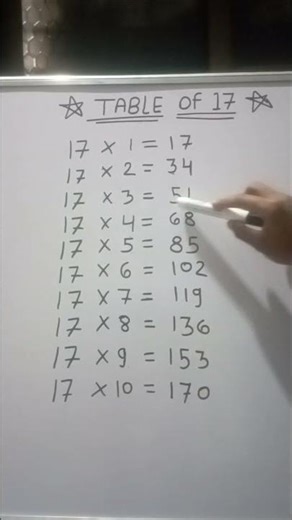 17×1=17multiplational, table of 17 table song multiplication time of table maths table