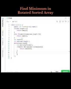 Find Minimum in Roteted Sorted Array #trending #coding #technology #language #explore #shorts