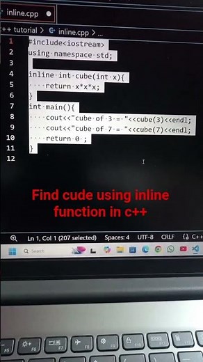 find cube , program using inline function in c++#cpp #coding #computerscience #programming #code