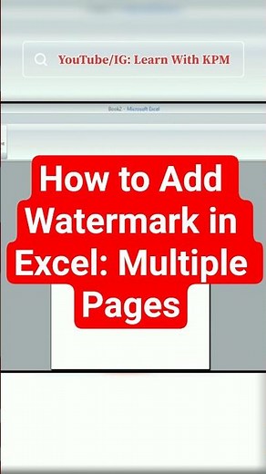 How to Add Watermark in Excel: Multiple Pages #excel #viral #shorts