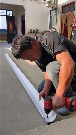 The process of making a chicken feeder from plastic pipe