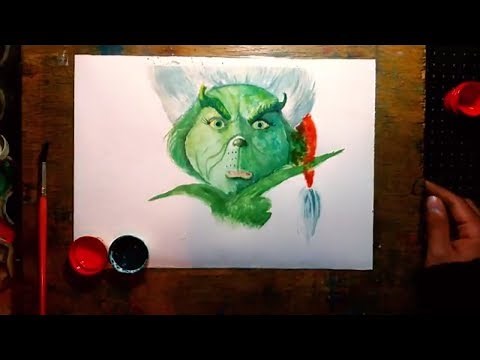 How to Draw watercolor painting The Grinch | step by step drawing