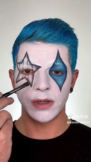 Blue clown makeup. 💙🤡 She must have been out of her head. Heres the tutorial for the birthday clown look recreated/inspired from @ashleyartistry 💙 I’m honestly surprised i havent used this sound clip yet 😂 what are some halloween looks you want to see this year? Help me with some ideas. _ Products used: @KryolanOfficial clown White Fave Paint @Mehron Makeup Paradise Paints Palette @NYX Cosmetics Epic Ink Black Eyeliner blueberry baller glow shots @REVOLUTION SFX White Base Setting @SHEGLAM M