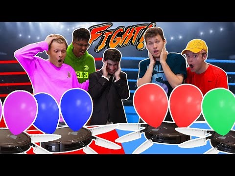 4 ROOMBA Vacuums Fight With Knifes & Balloons...