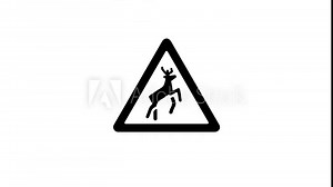 Animation set, wild animals road sign. Animations: transparency, zooms, transition top to down, transition left to right, slide up to down, slide left to right