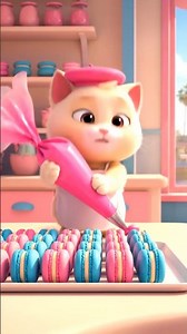 Macaron Madness! 🍬 Cat vs Rolling Sweets –#CatCooking #FunnyCat #cat #kids #Shorts #funny