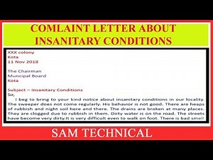 complaint letter about insanitary conditions
