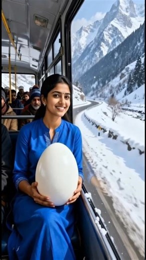 A large egg rolls through the snow and reaches a bear's cave😭#ai #egg #save#bear#shortvideo