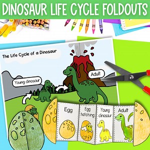 Life cycle of a dinosaur fold and sequence activity cut & paste science craft