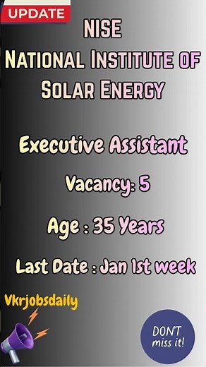 NISE Executive Assistant Recruitment 2025 | 5 Vacancies | Govt Job