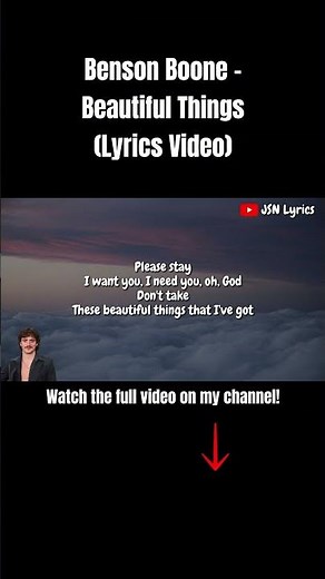 Benson Boone - Beautiful Things (Lyrics Video) Check Out Now! #lyrics #bensonboone #beautifulthings