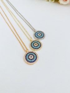 Turkish Evil Eye Necklace, Zircon Evil Eye Charm Necklace, Minimalist Evil Eye Jewelry, Gold Silver Pendant Necklace, Gift for Her - Etsy