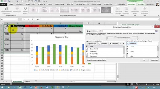 Excel – gruppiertes und gestapeltes Säulendiagramm