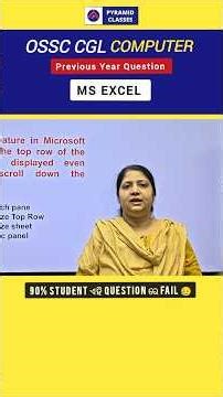 Odisha Cgl Computer PYQ | Ms excel question | Pyramid classes #ossccgl #computer #pyq #shorts #yt