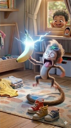 Baby's Sneaky Banana Prank on Monkey Goes Wrong! 😂 #shorts