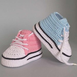 Crochet Baby Sneakers Pattern PDF – Easy Converse-style Booties – Newborn & Baby Shoes Crochet Tutorial - Etsy