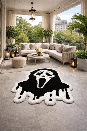 Ghostface Rug: Hand-tufted Wool, Gothic Horror Decor - Etsy