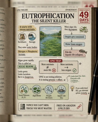 Eutrophication Explained in 20 Seconds | UPSC
