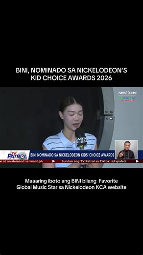 BINI sa KCA 2026 🤩 Nominado ang #BINI bilang Favorite Global Music Star sa Nickelodeon’s Kids’ Choice Awards 2026. Makakaharap ng nation’s girl group sa category sina Taylor Swift, Zara Larsson, Tyla, Karol G, at Tame Impala. Maaaring iboto ang BINI sa kca.nick.tv/vote/favorite-global-music-star #KCA #KidsChoiceAwards