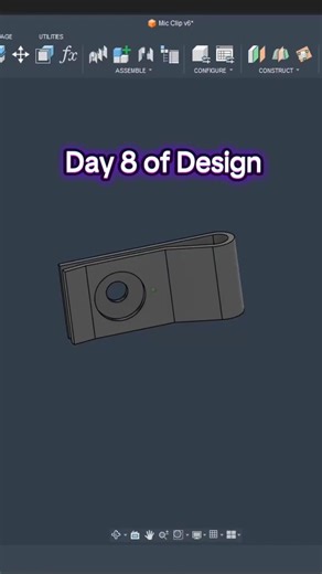Design Day 8 - Mic Clip. Idea to Reality in under an Hour!!!!! #design #3dprinting #3dmodeling
