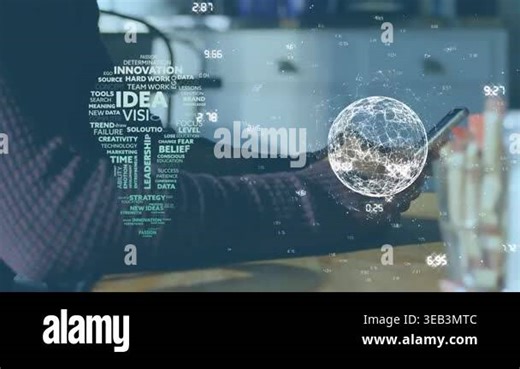 Animation of globe with numbers, text forming light bulb over african american man using cellphone. Digital composite, multiple exposure, hologram, ideas, global network, communication, technology Stock Video Footage - Alamy