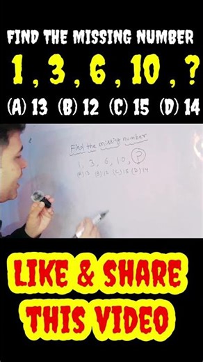 🫣🔥🔥👉 Find The Missing Number 1,3,6,10,?#reasoning Ssc gd reasoning #mathstricks #reasoningtricks #yt