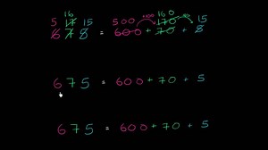 Regrouping whole numbers: 675