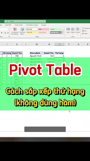 Phần 46 | Cách sắp xếp thứ hạng trong Pivot Table #excel #viral #trending #xuhuong #LearnOnTikTok #ranking #excelprotips_leo
