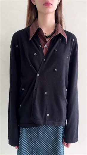 Our Spring Multi Buttons Cardigan comes in both black & grey #fyp #placetogojkt #fashiontok #shoppinghaul #drunkdadinthelobby