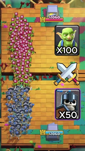 100x Goblins vs 50x Guards #clashroyale #fyp #foryou #satisfying