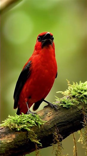 Colorful bird singing on moss in soft light. #BirdSong #Nature4K #ViralNature