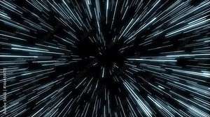 Warp speed starfield animation. Traveling at light speed through space.