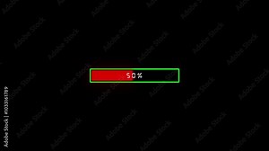 Progress Bar Indicator Animation: 0% to 100% Smooth Increase – Dynamic Percentage Loading Visual.