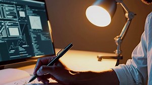 Download Analyzing Data and Creating Charts in Office Workspace Footage for free