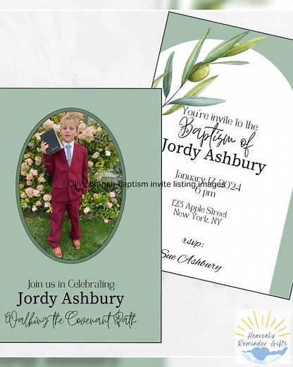 Baptism Invitation Template | Olive Branch Design | Editable PDF | LDS Boys & Girls | Instant Dow...