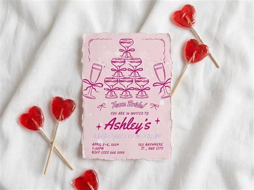 Bachelorette Party Invitation, Bachelorette Template, Cute Bachelorette Invite, Bachelorette Weekend Invite, Hen Do, Editable Canva Template - Etsy