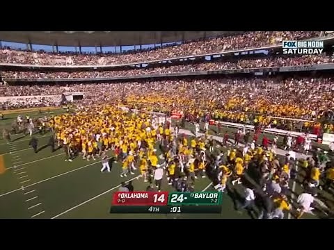Baylor fans rush the field too early