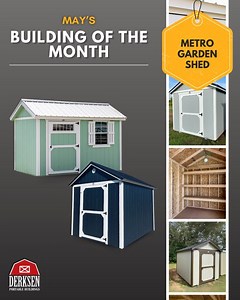4.3K views · 28 reactions | Modern, compact, and full of charm — the Metro Garden Shed features a sleek roof overhang that adds style and extra protection. It’s the perfect blend of form and function for your backyard this spring! ☀️ #DerksenBuildings #MetroGardenShed #StylishStorage #BuildingOfTheMonth | Derksen Portable Buildings | Facebook