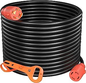 OYMSAE 30 Amp Generator Extension Cord 100 Feet, NEMA L14-30P/L14-30R, 125/250V Up to 7500W, 10 Gauge 4 Prong SJTW Generator Cord, UL Listed