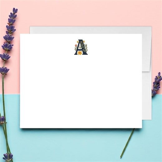 Personalized Initial Notecards, Floral Letter Stationery Set - Etsy
