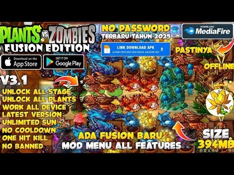 PVZ Fusion Mod Apk 3.1 New 2025 - Plants Vs Zombies Fusion Mod Menu Apk v3.1