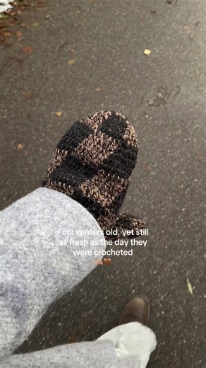 Crocheted Mittens Made from Thrifted Yarn