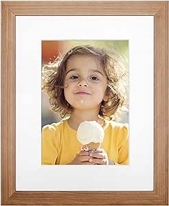 Ophanie 8x10 Picture Frame with 5x7 Mat, Photo Frame Made of Solid Wood and High Definition Plexiglass, Mahogany