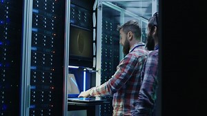 Excited engineers in bitcoin mining Farm - Free Stock Video