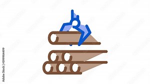loading timber wood machine Icon Animation. color loading timber wood machine animated icon on white background Stock Video