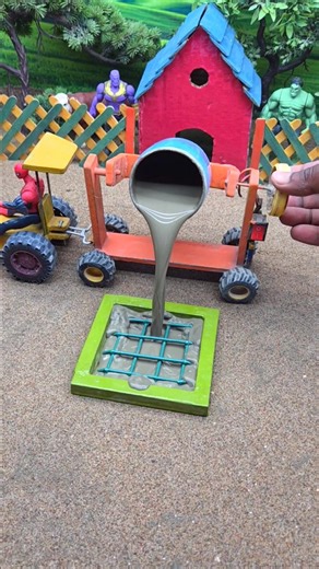 🚜 Mini Tractor Making Cement Pillar Footing | Amazing DIY Real Working Construction Machine #shorts