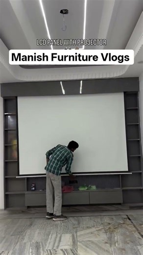 Full Height LCD Panel with Projector Interior Design | #ytshorts #furniture #viralvideo #viralshorts