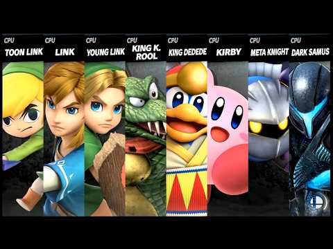 Toon Link VS Link VS Young Link VS King K. Rool VS King Dedede VS Kirby VS Meta Knight VS Dark Samus