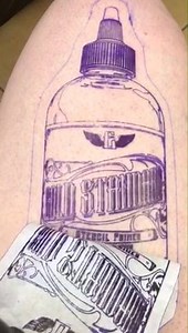 Have you tried the new Electrum Premium Tattoo Stencil Primer GOLD STANDARD yet??? If so, tell us what you think about it :) If no, go grab some today and change your tattoo game for REAL! http://electrumsupply.com/electrum-gold-standard-tattoo-st…/ SHOUTS TO Mike Bianco FOR THIS RAD DESIGN AND PEEL!!!! Stickers coming soon! | Electrum Premium Tattoo Stencil Primer