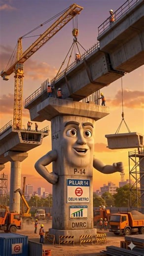 Metro Pillar – a reinforced concrete column that supports the elevated metro track #civil #dmrc